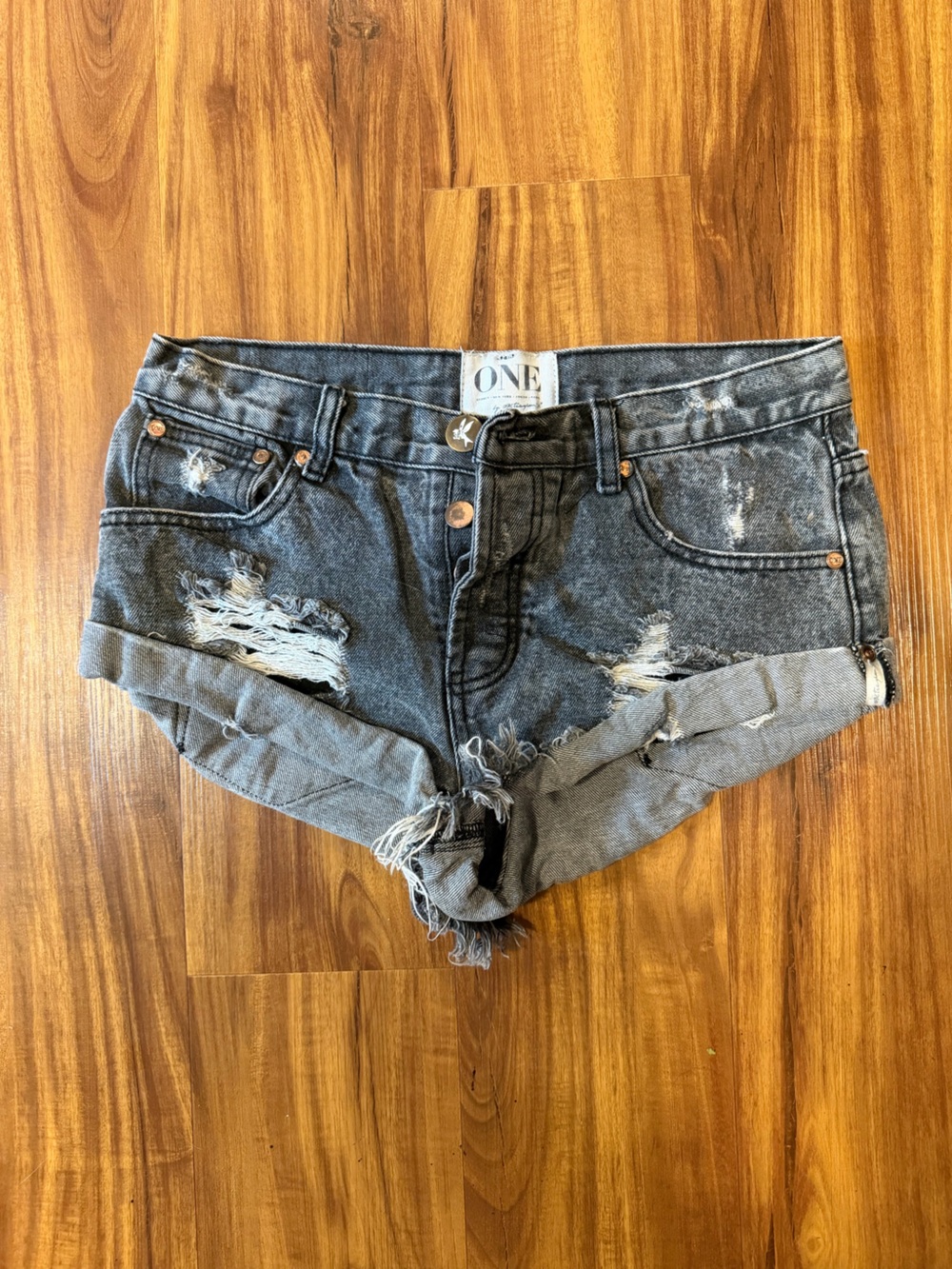 One teaspoon faded black shorts with a minimal sparkly back pocket